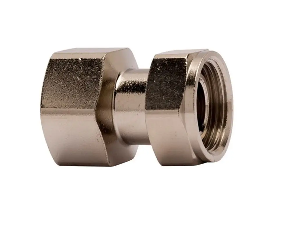 Glatte Übergangshülse aus Metall mit zwei Gewindeanschlüssen, hergestellt von IMI Hydronic Engineering, geeignet für Gewinderohre.